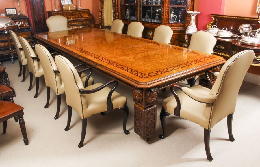 Antique 12ft Elizabethan Revival Pollard Oak Dining Table & 10 Chairs 19th C | Ref. no. 09642 b | Regent Antiques